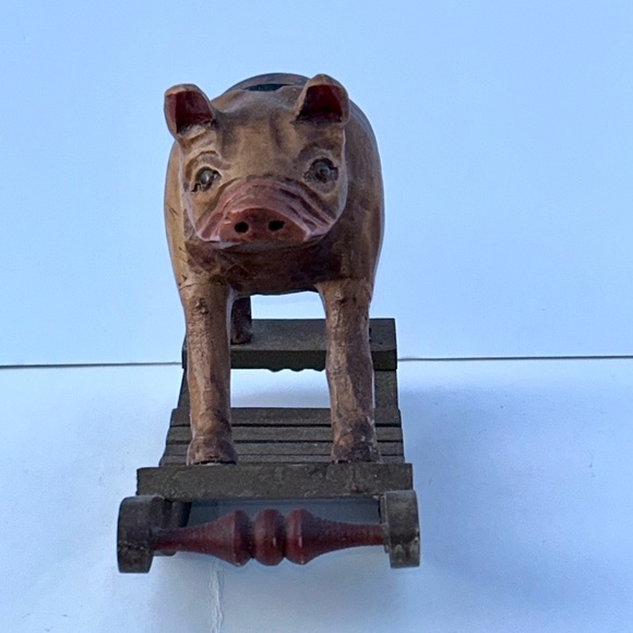 Vintage Wooden Rocking Pig Hog Rocker Folk Art Painted & Carved *Collectible - Picture 2 of 15